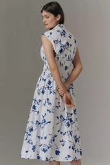 Tommie Zip‑Front Midi Dress by Maeve - Ivory Floral - Size: Medium