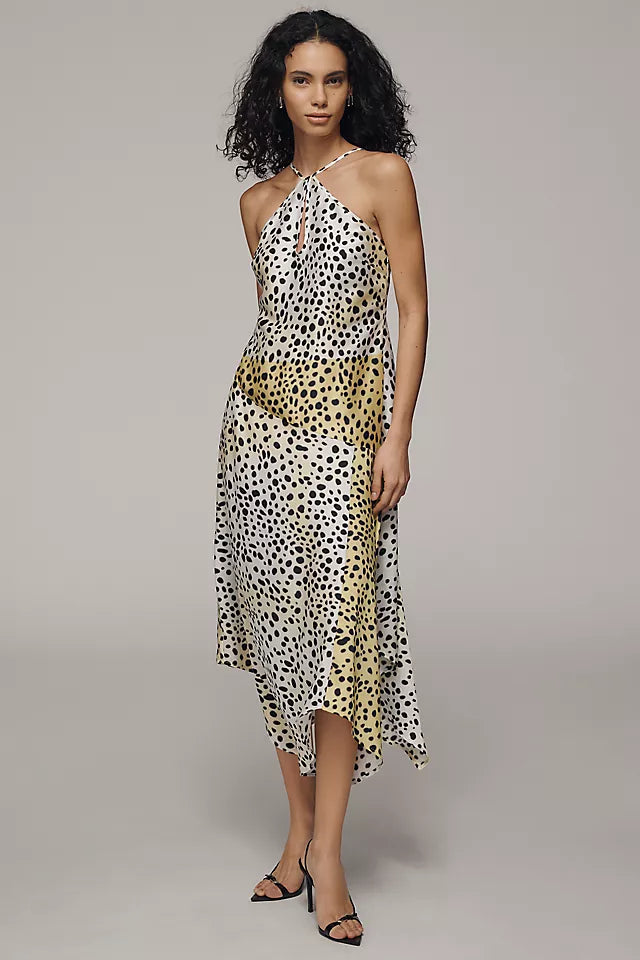 By Anthropologie Animal Print Slip Dress - Yellow Pattern - Medium