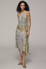 By Anthropologie Animal Print Slip Dress - Yellow Pattern - Medium