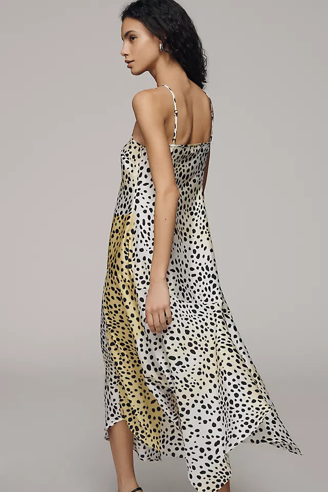 By Anthropologie Animal Print Slip Dress - Yellow Pattern - Medium