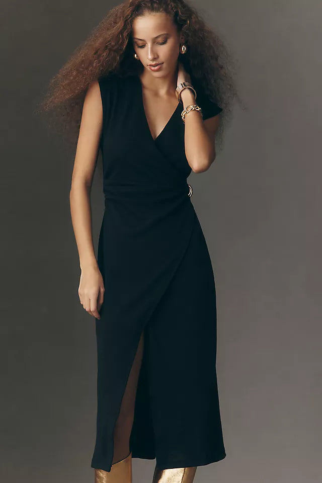 By Anthropologie Sleeveless Knit Hardware A-Line Midi Dress Size XS Petite