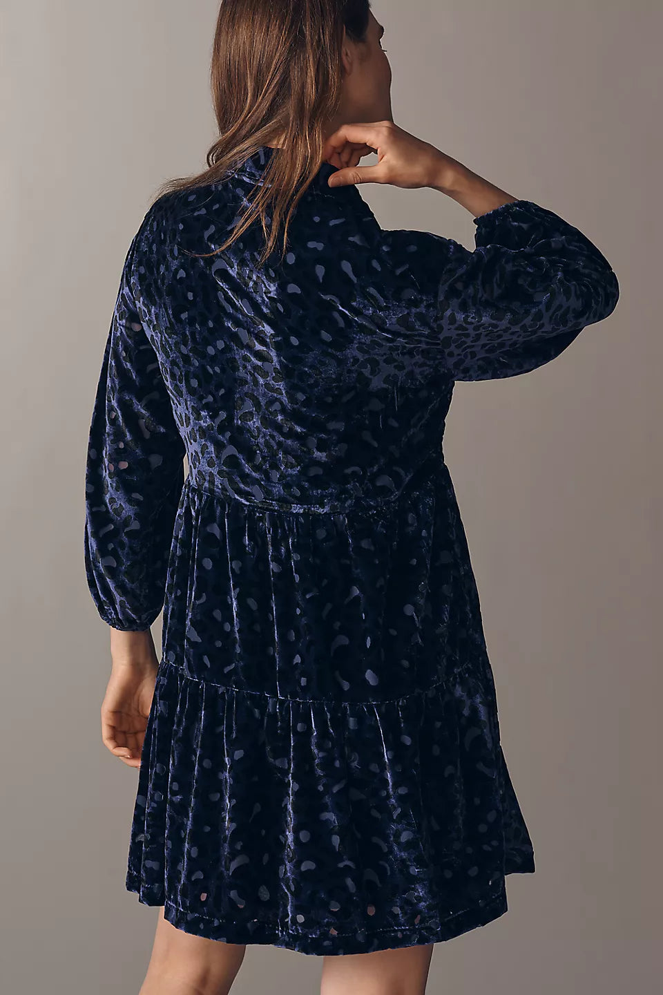 Anthropologie The Bettina Velvet Tiered Mini Shirt Dress by Maeve Size: M