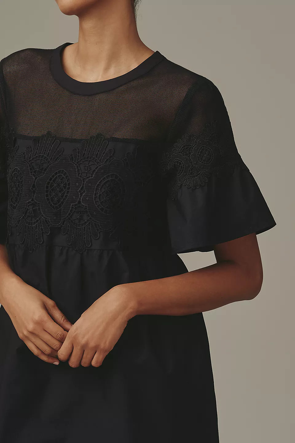 By Anthropologie Cotton Poplin Swing Mini Dress Size: M