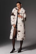NVLT Faux Fur Cow Print Coat Size L