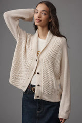 THE GREAT. Cashmere Cable Lodge Cardigan Sweater Size: M