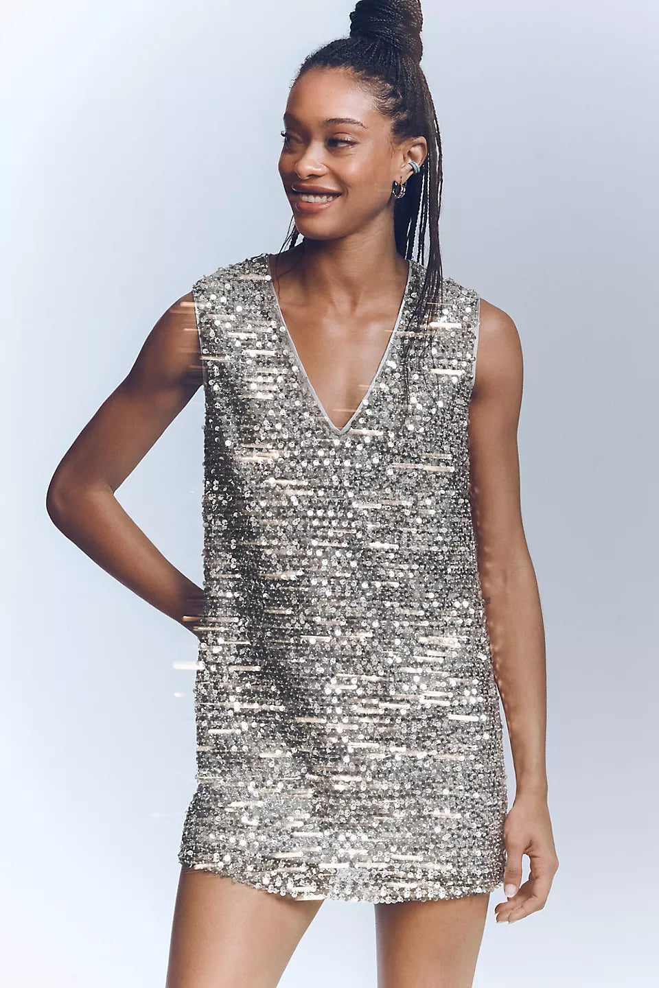 Anthropologie SIMONMILLER Sleeveless Fountain Sequins Mini Dress Size: M