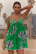 Suzanne Lustig x Celandine Bloom Cotton Romper - Green Pattern - Size XS