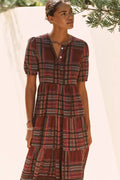 Anthropologie Ro's Garden Daphne Short-Sleeve Midi Dress Size: S
