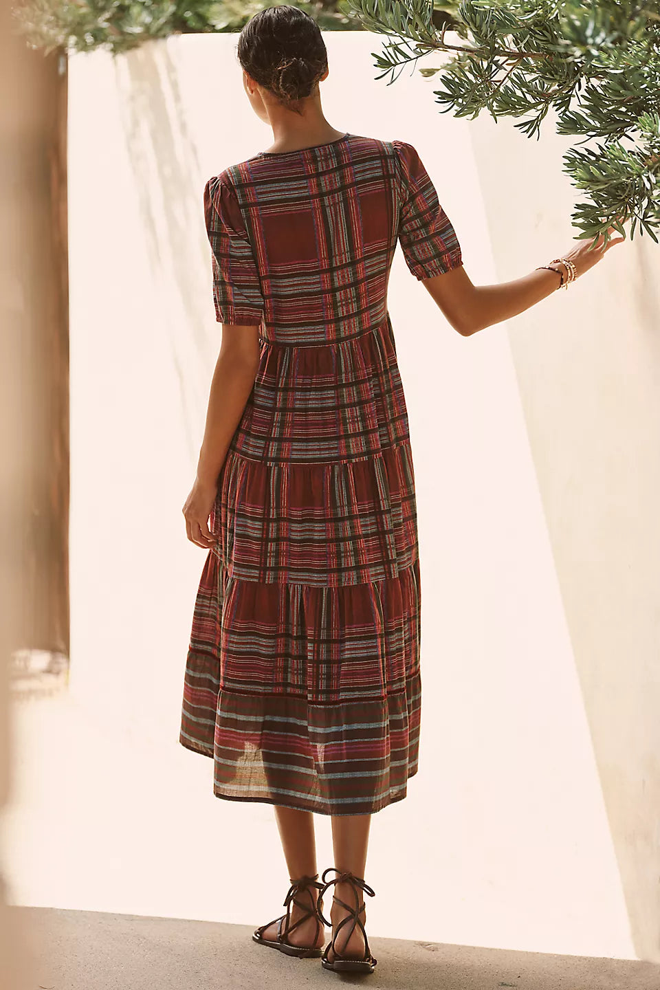 Anthropologie Ro's Garden Daphne Short-Sleeve Midi Dress Size: S