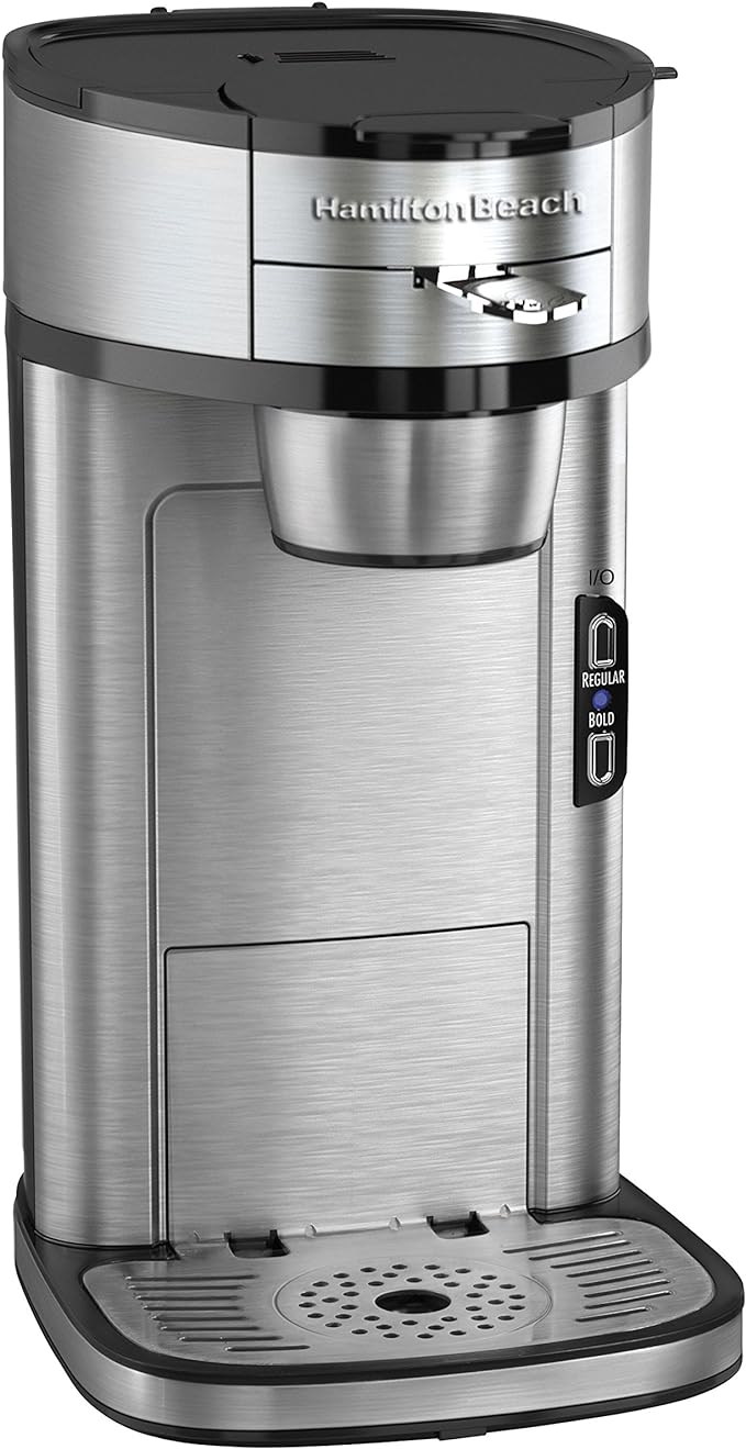 Hamilton Beach The Scoop Single Serve Coffee Maker & Fast Grounds Brewer (8-14 oz.) Stainless steel
