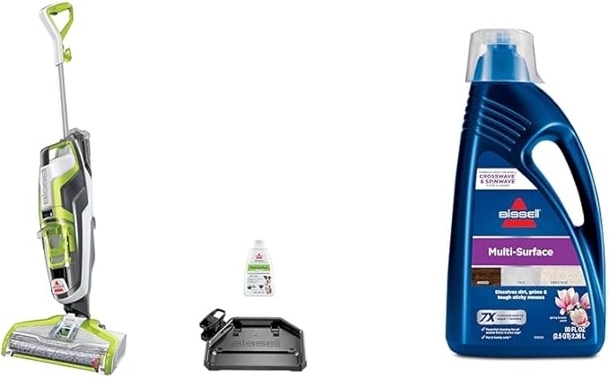 Bissell CrossWave Floor and Area Rug Cleaner, Wet-Dry Vacuum, 3888A, Corded electric, Green + BISSELL MultiSurface Floor Cleaning Formula for Crosswave and Spinwave (80 oz), 1789G