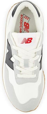 New Balance Kids 237 V1 Lace Up Sneaker, White/Black, 4.5 M Big Kid