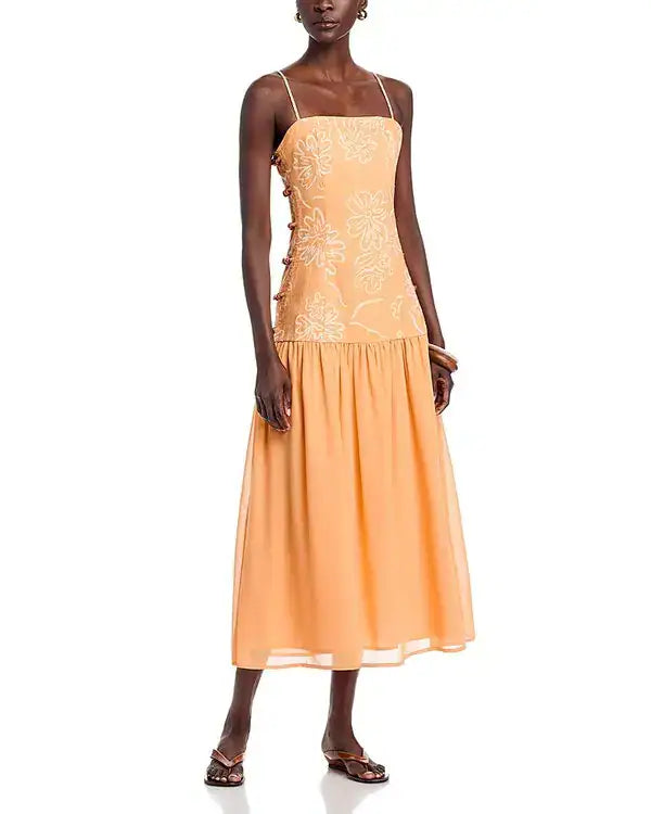 A.REN Evanthe Midi Dress - Apricot - Size Large