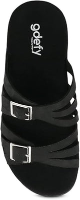 Gravity Defyer Women's GDEFY Ortal Leather Strappy Fashion Sandal - VersoShock Proven Performance Orthotic Slides Size: 8