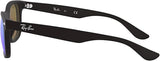Ray-Ban Junior RJ9052S New Wayfarer Square Sunglasses, Matte Black/Blue Flash, 47 mm