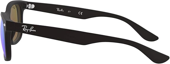 Ray-Ban Junior RJ9052S New Wayfarer Square Sunglasses, Matte Black/Blue Flash, 47 mm