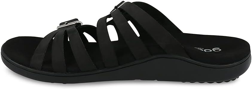Gravity Defyer Women's GDEFY Ortal Leather Strappy Fashion Sandal - VersoShock Proven Performance Orthotic Slides Size: 8