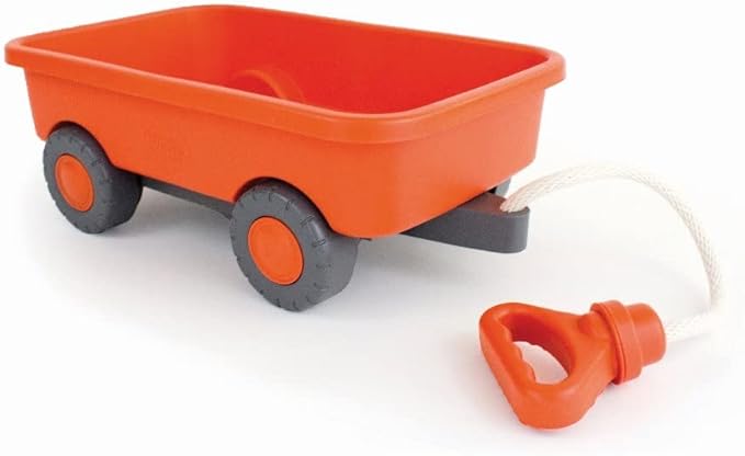 Green Toys Wagon, Orange CB - Pretend Play, Motor Skills, Kids Outdoor Toy Vehicle. No BPA, phthalates, PVC. Dishwasher Safe, Recycled Plastic, Made in USA. (New, Open) *RB*