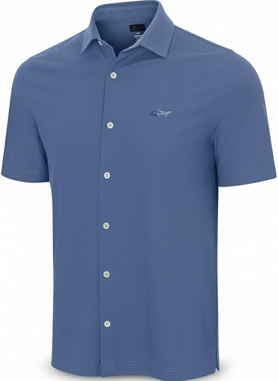 Greg Norman Full Button Pique Polo - (Riverside Blue - Med)