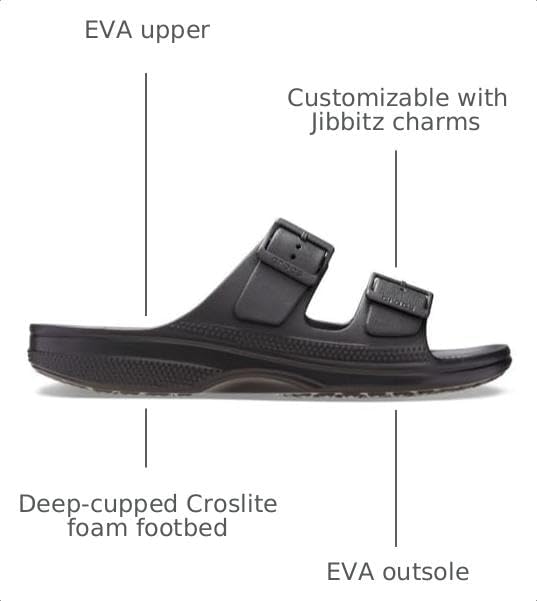 Crocs Mens Classic Saturday Slide, Black, 10 Medium