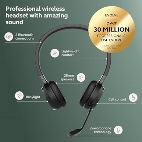 Jabra Evolve 65 TE (Third Edition) Wireless Headphones - Black