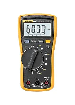 Fluke 115 Digital Multimeter, Measures AC/DC Voltage To 600 V & Current to 10 A, Measures Resistance, Continuity, Frequency & Capacitance, Includes Battery, Holster & 4mm PVC-Insulated Test Lead