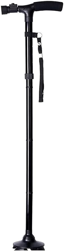 Easy Twin Grip Adjustable Cane Dependable Folding Cane with Built in LED Lights Pivoting Base