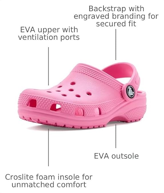 Crocs Unisex Kids Classic Clogs (Toddler) Pink Lemonade 7 Medium Toddler