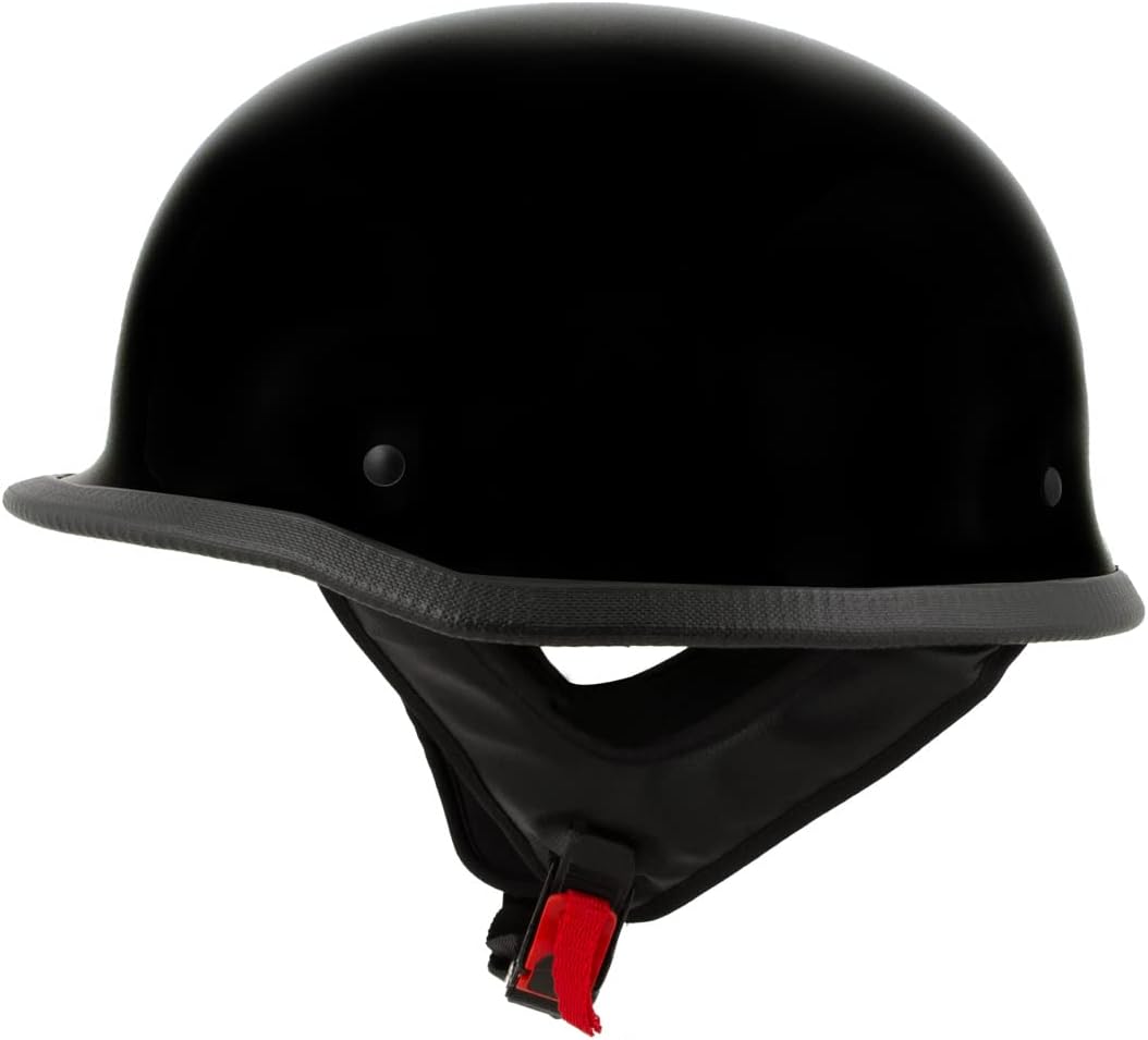 Milwaukee Helmets MPH9741DOT | German Style 'Motorrad' Gloss Black Advanced Half Motorcycle Helmet - Size Small
