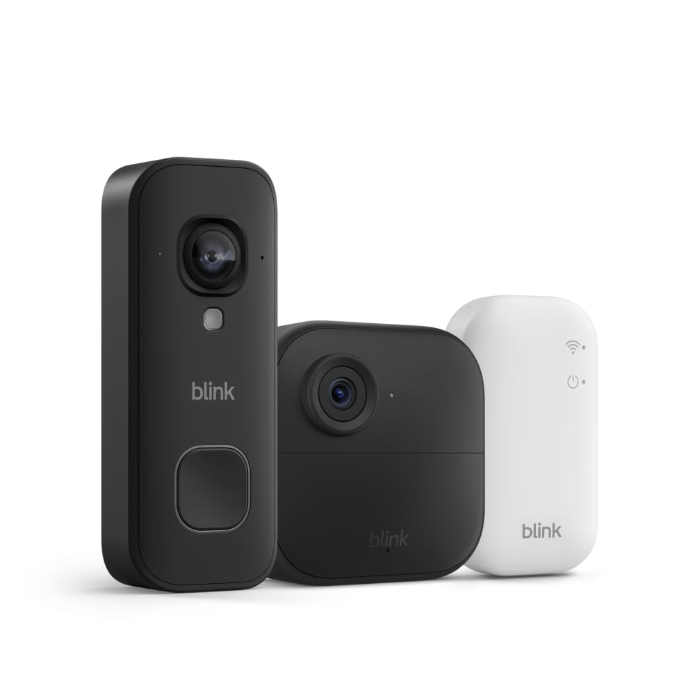 Blink Outdoor 4 and Wired Doorbell 2K+ (newest model) 1 Camera + Doorbell (Black)
