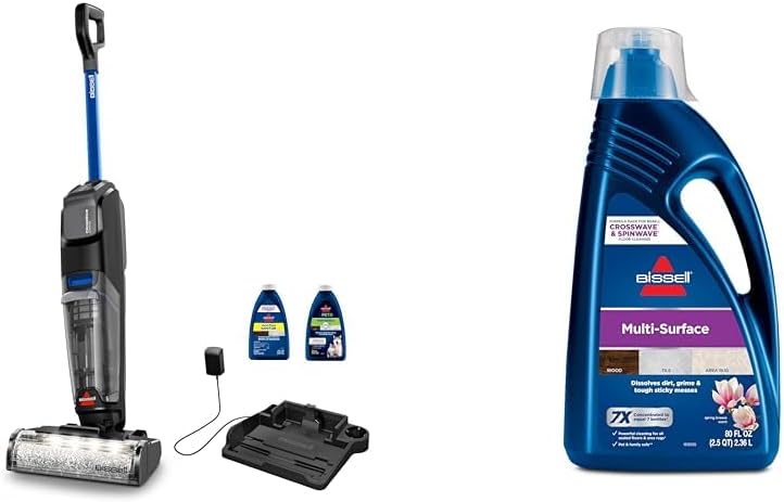 CrossWave OmniForce Cordless Wet Dry Vacuum + BISSELL MultiSurface Floor Cleaning Formula for Crosswave and Spinwave (80 oz), 1789G
