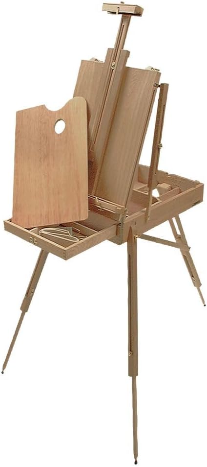 Monet French Easel for Painting - Art Stand with Pull Out Sketch Drawer, Wooden Palette & Linen Straps, Beechwood Tabletop, Holds 32" Canvases, No Assembly
