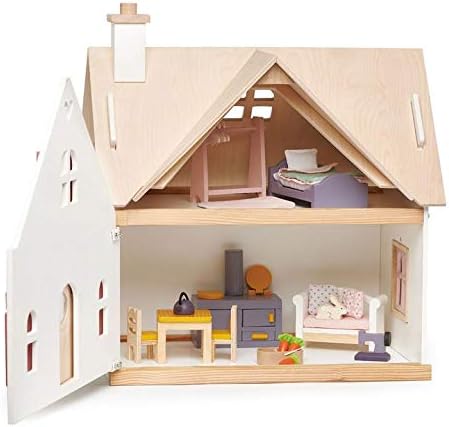 Tender Leaf Toys - Cottontail Cottage - Furnished 18.7" Tall Countryside Cottage Pretend Play Doll House