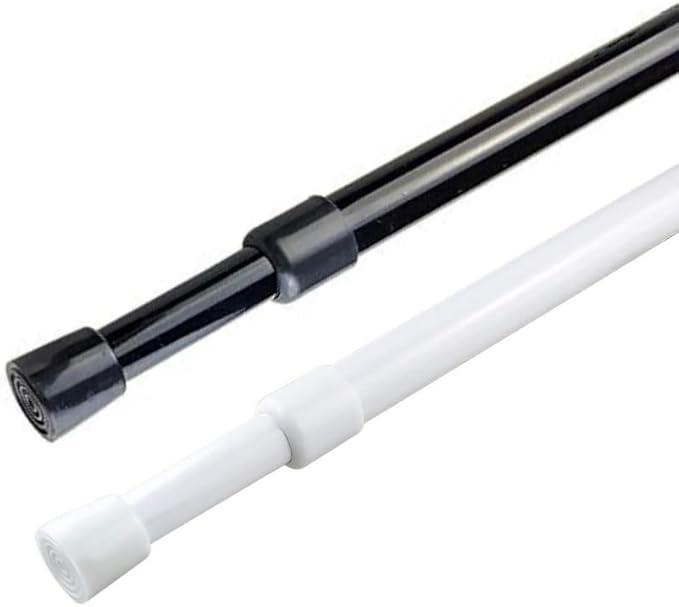 2 Pack Spring Tension Curtain Rod Adjustable 28-43 Inches，5/8" Diameter, White