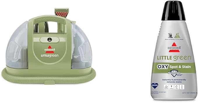 BISSELL Little Green Multi-Purpose Portable Carpet and Upholstery Cleaner, Car and Auto Detailer, Green, 1400B + BISSELL® Little Green® Spot & Stain Formula for Portable Carpet Cleaners, 2038G