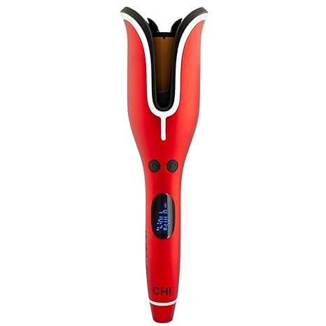 CHI Spin N Curl, Curling Iron For Healthy & Shiny Effortless Curls & Waves, Provides Preset Temperature Settings For Each Hair Texture, Ruby Red