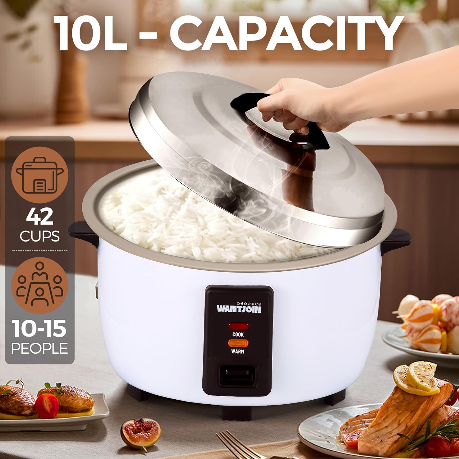 WantJoin Commercial Rice Cooker 42 Cups 10L for Restaurant or Big