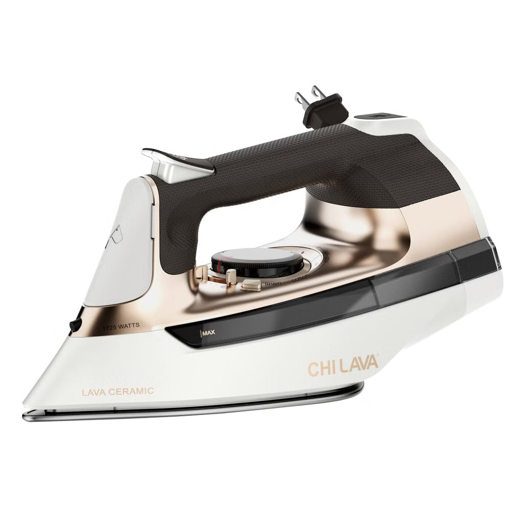 CHI Lava Retractable Cord Iron (White , Rose Gold)