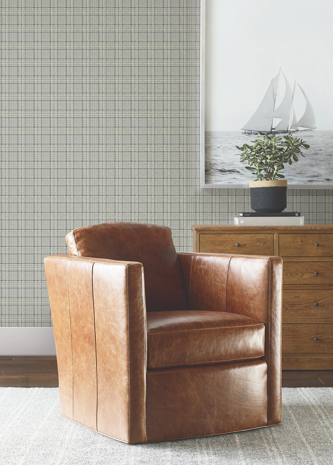 Ronald Redding 4211-83556 Harrington Plaid Green Wallpaper (27In x 27Ft)