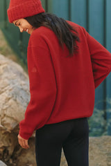 Varley Marina Collarless Fleece Jacket - Red Dahlia - Size Large
