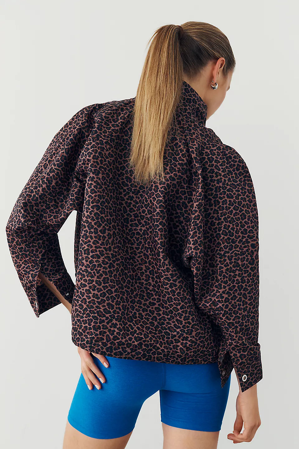 Daily Practice Funnel Neck Jacket - Brown Pattern - Size Small