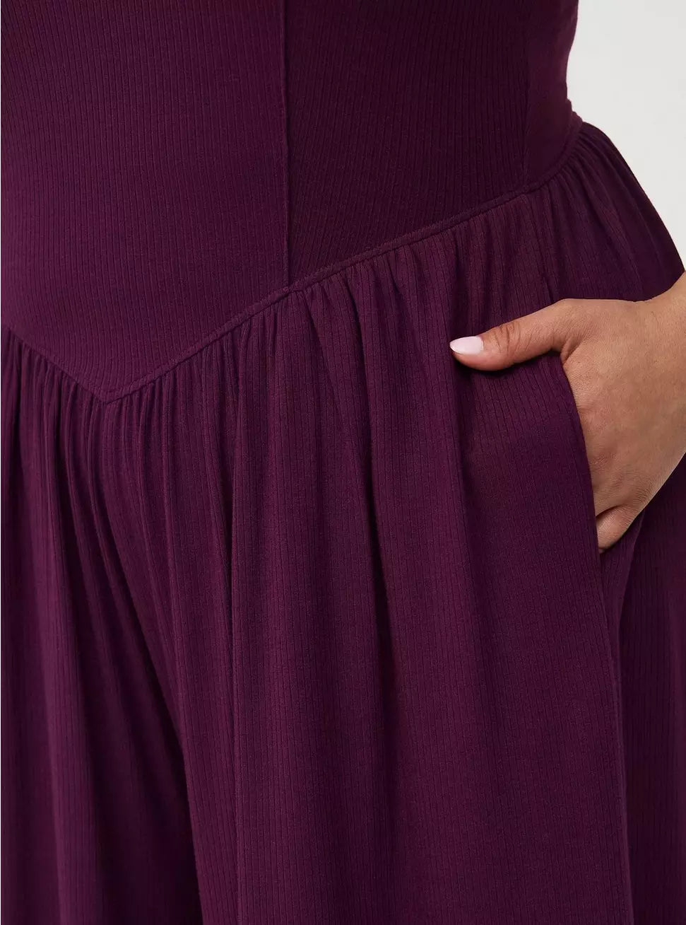 Super Soft Rib Wide-Leg Jumpsuit by Torrid - Winter Bloom - Torrid Size: 0 (Women's L/12)