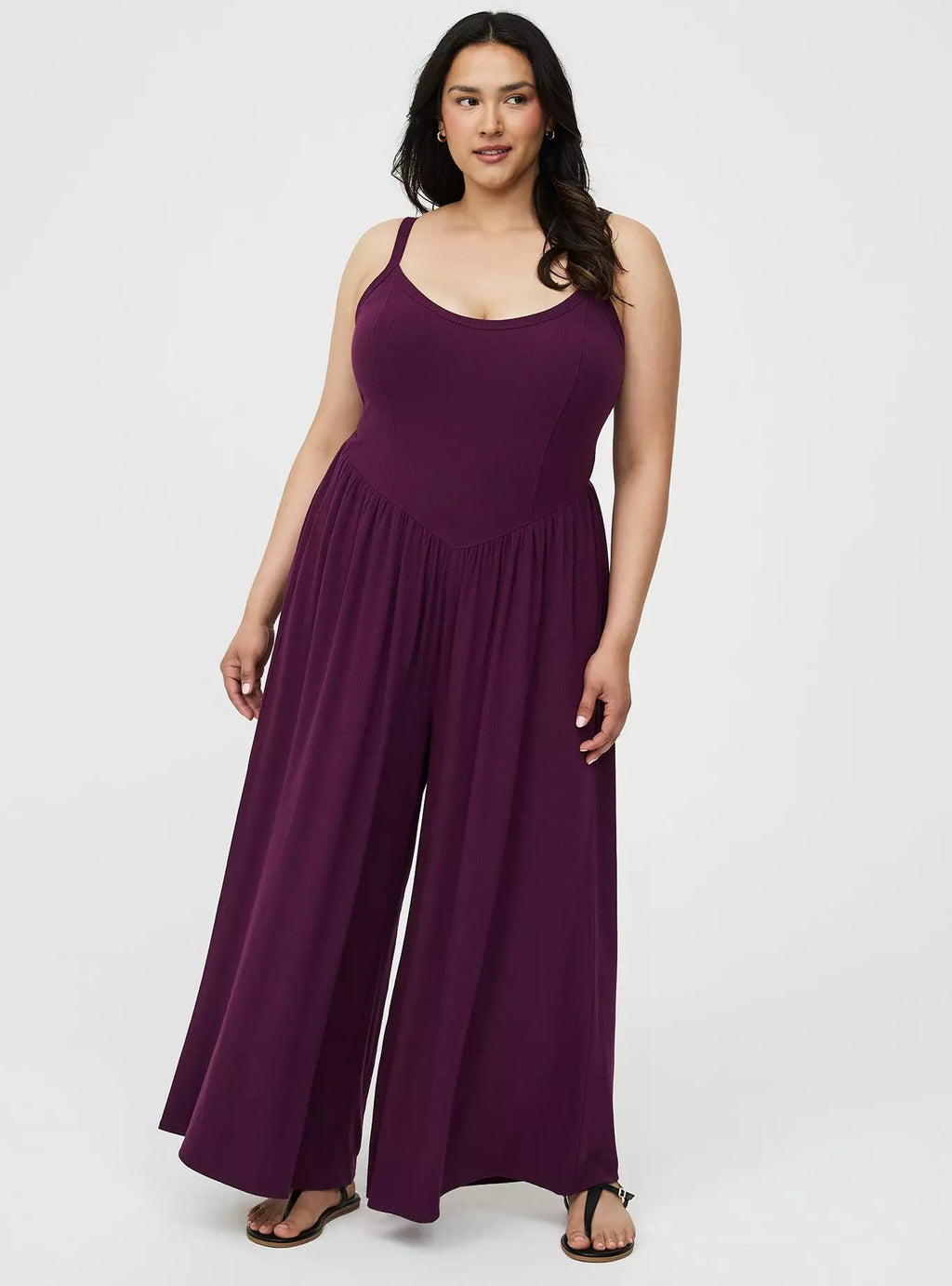 Super Soft Rib Wide-Leg Jumpsuit by Torrid - Winter Bloom - Torrid Size: 0 (Women's L/12)