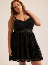 Torrid Festi Mesh Lace Hi-Low Dress - Deep Black - Torrid Size: 0 (Women's L|12)
