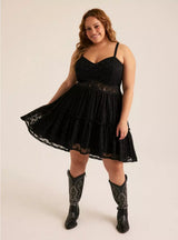 Torrid Festi Mesh Lace Hi-Low Dress - Deep Black - Torrid Size: 0 (Women's L|12)