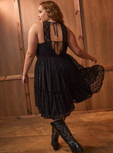 Torrid Festi Mesh Lace Hi-Low Dress - Deep Black - Torrid Size: 0 (Women's L|12)