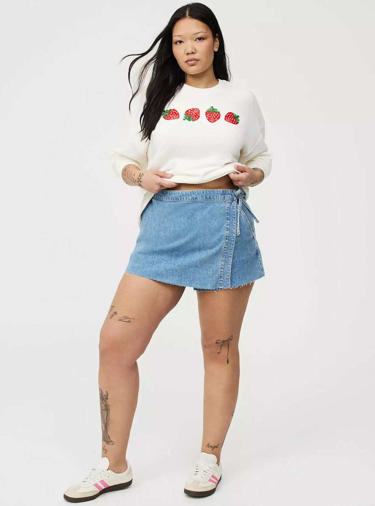 Torrid Mid-Rise Drapey Denim Skort - Running on Empty - Size: 12