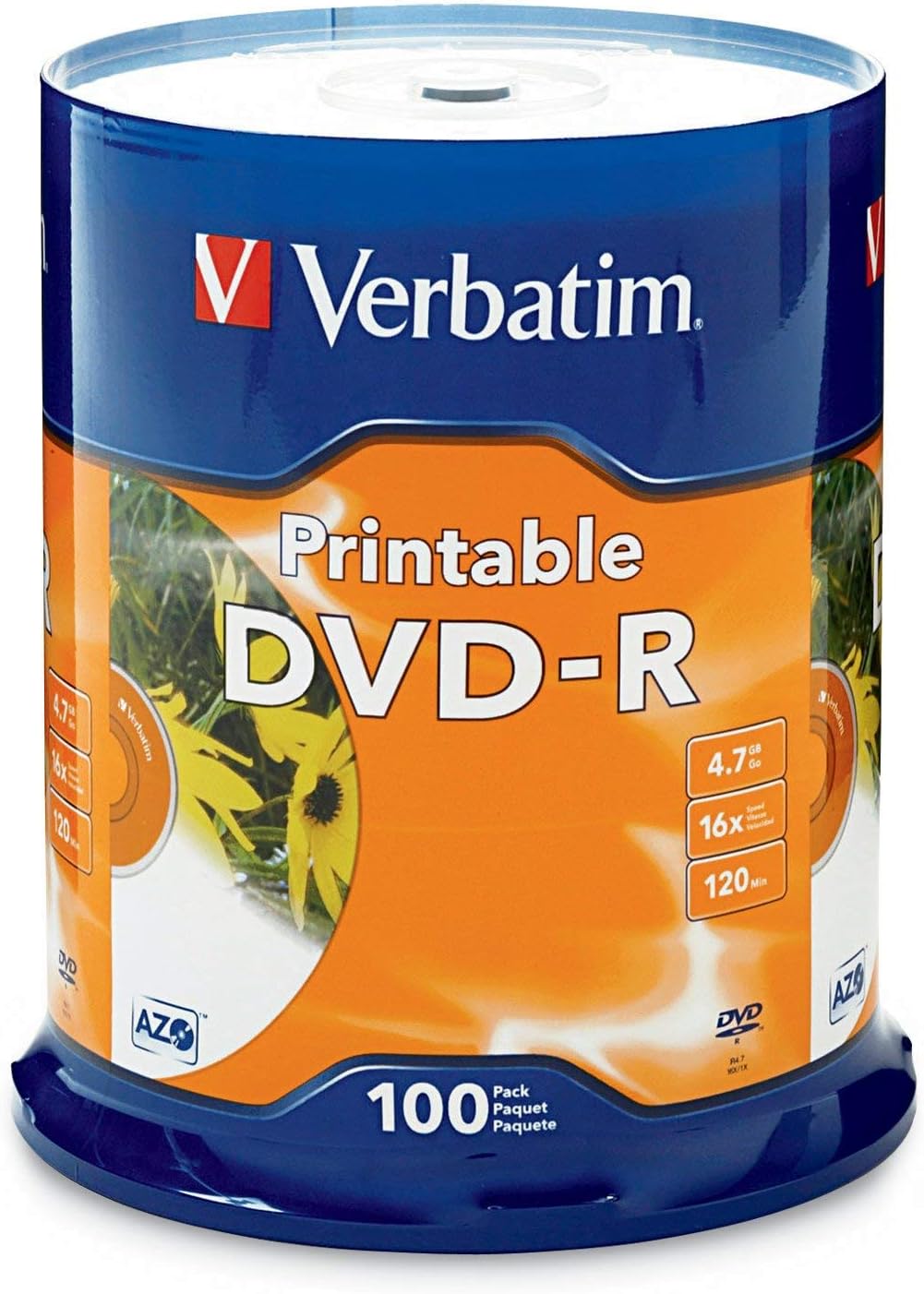 Verbatim DVD-R 4.7GB 16X White Inkjet Printable with Branded Hub
