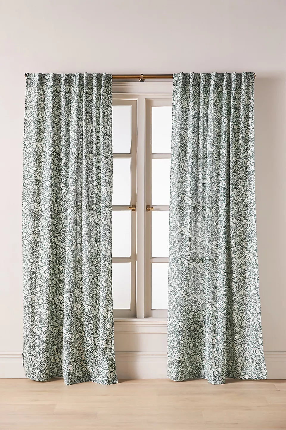 Anthropologie Hyacinth Semi-Sheer Printed Curtain 50x96
