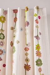 Embroidered Cotton Abstract Floral Curtain by Anthropologie - 96" x 50"